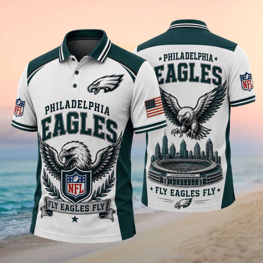 Philadelphia Eagles Football Team Stadium Flying Eagle Fly Eagles Fly Polo Shirt Eagles Merch - Kdjoy