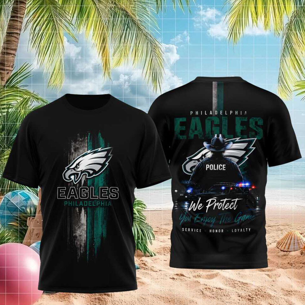 Philadelphia Eagles Police Officer We Protect You Enjoy The Game Shirt Eagles Merch Fan Gifts - Kdjoy