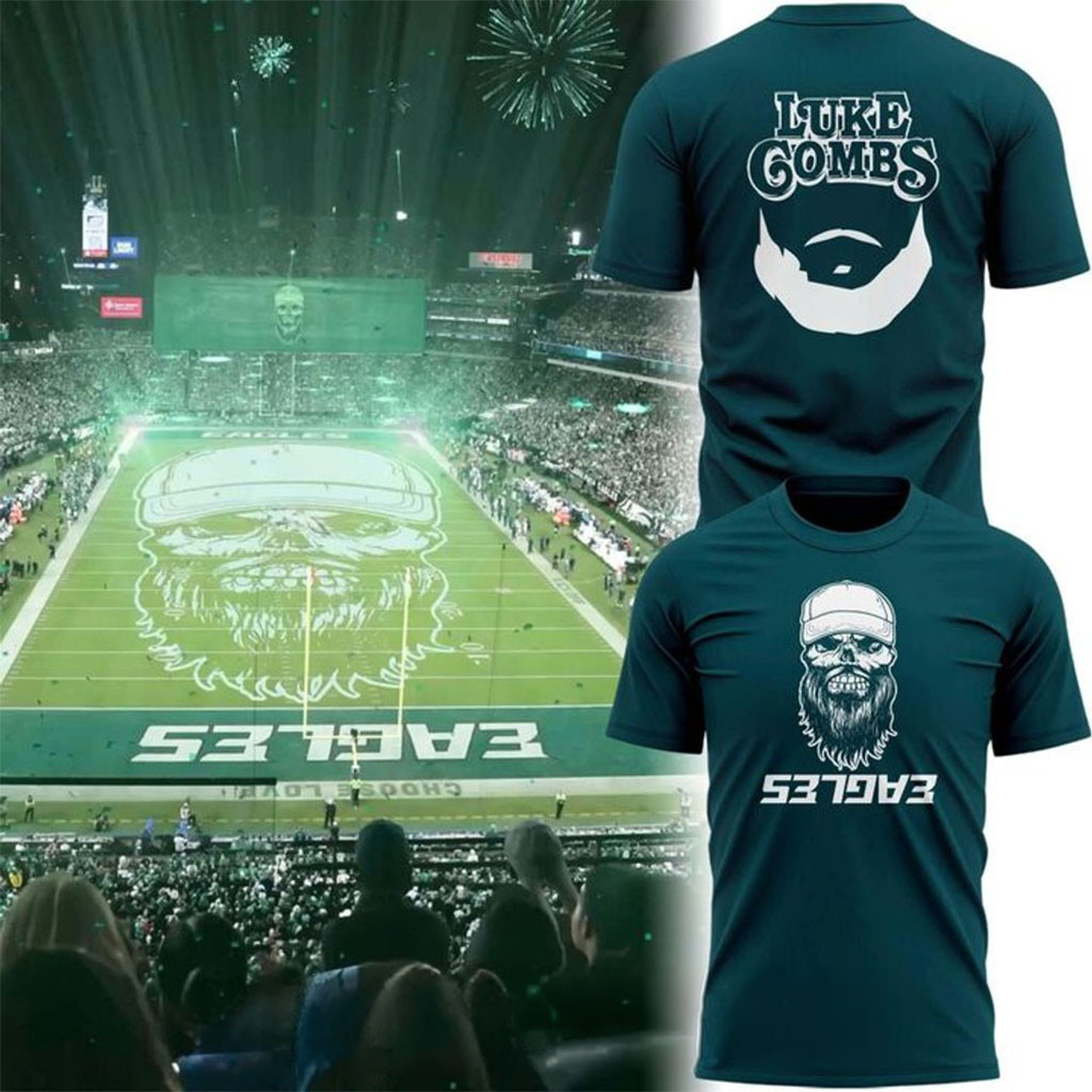 Philadelphia Eagles X Luke Combs Skull-Beard T-Shirt Luke Comb Tour Merch 2026 Gift For Fans - Kdjoy Philadelphia Eagles X Luke Combs Skull-Beard T-Shirt Luke Comb Tour Merch 2026 Gift For Fans - Kdjoy