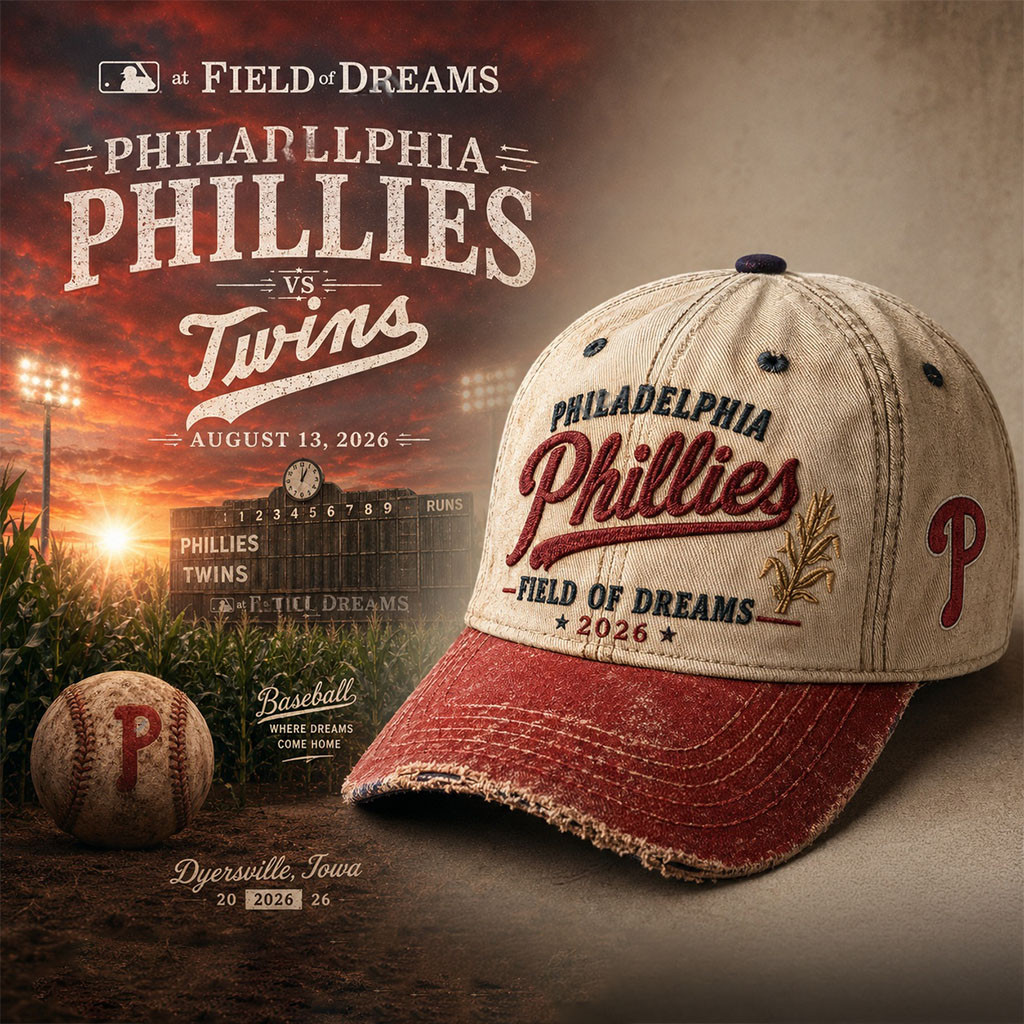 Philadelphia Phillies Field of Dreams Game 2026 Baseball Hat Phillies Merch Gifts For Fans - Kdjoy Philadelphia Phillies Field of Dreams Game 2026 Baseball Hat Phillies Merch Gifts For Fans - Kdjoy