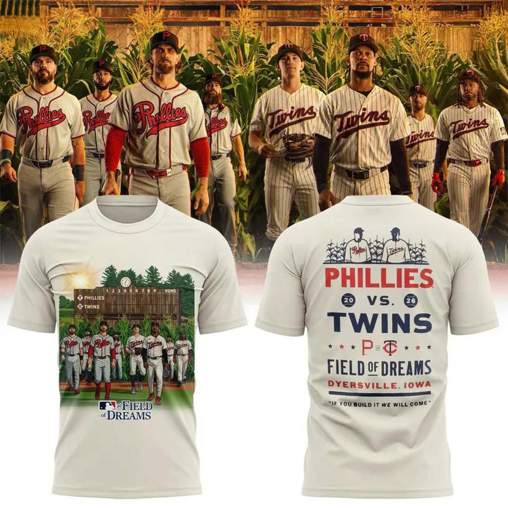 Phillies Vs Twins Merch 2026 Field of Dreams Game T-Shirt Best Gifts For Baseball Lovers - Kdjoy Phillies Vs Twins Merch 2026 Field of Dreams Game T-Shirt Best Gifts For Baseball Lovers - Kdjoy