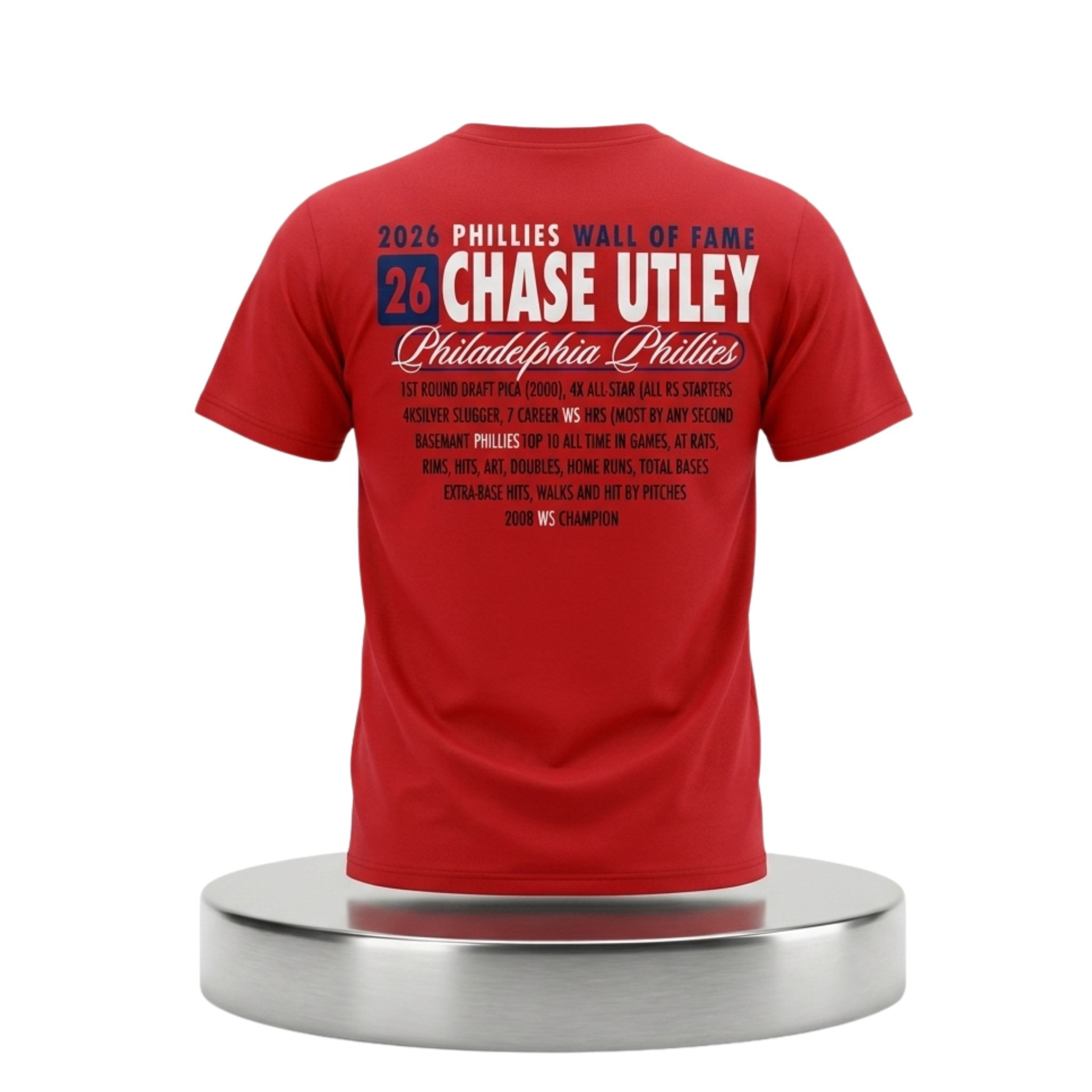 Phillies Wall of Fame Chase Utley 2026 Shirt Philadelphia Phillies Merch Gifts For Fans - Kdjoy Phillies Wall of Fame Chase Utley 2026 Shirt Philadelphia Phillies Merch Gifts For Fans - Kdjoy