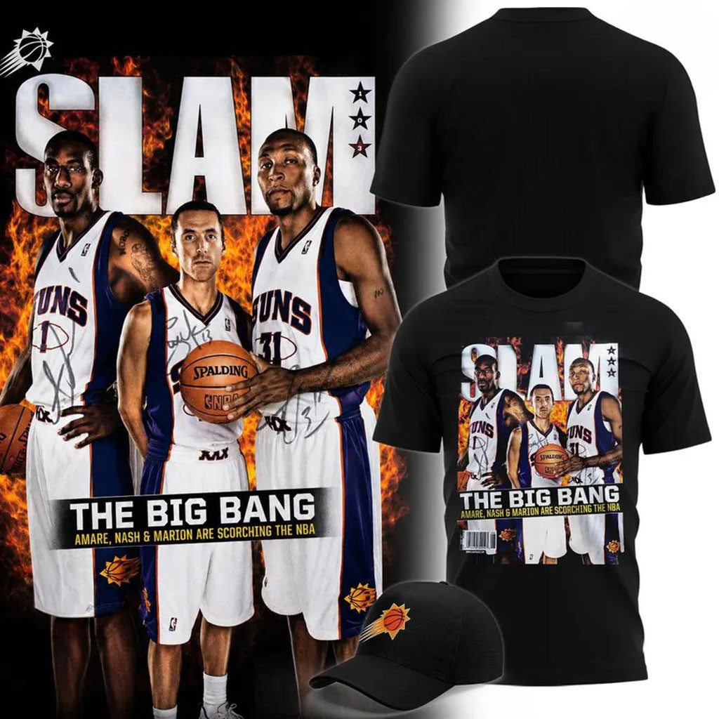 Phoenix Suns Merch The Big Bang SLAM Magazine Cover Nash Stoudemire Marion T-Shirt Fan Gifts - Kdjoy