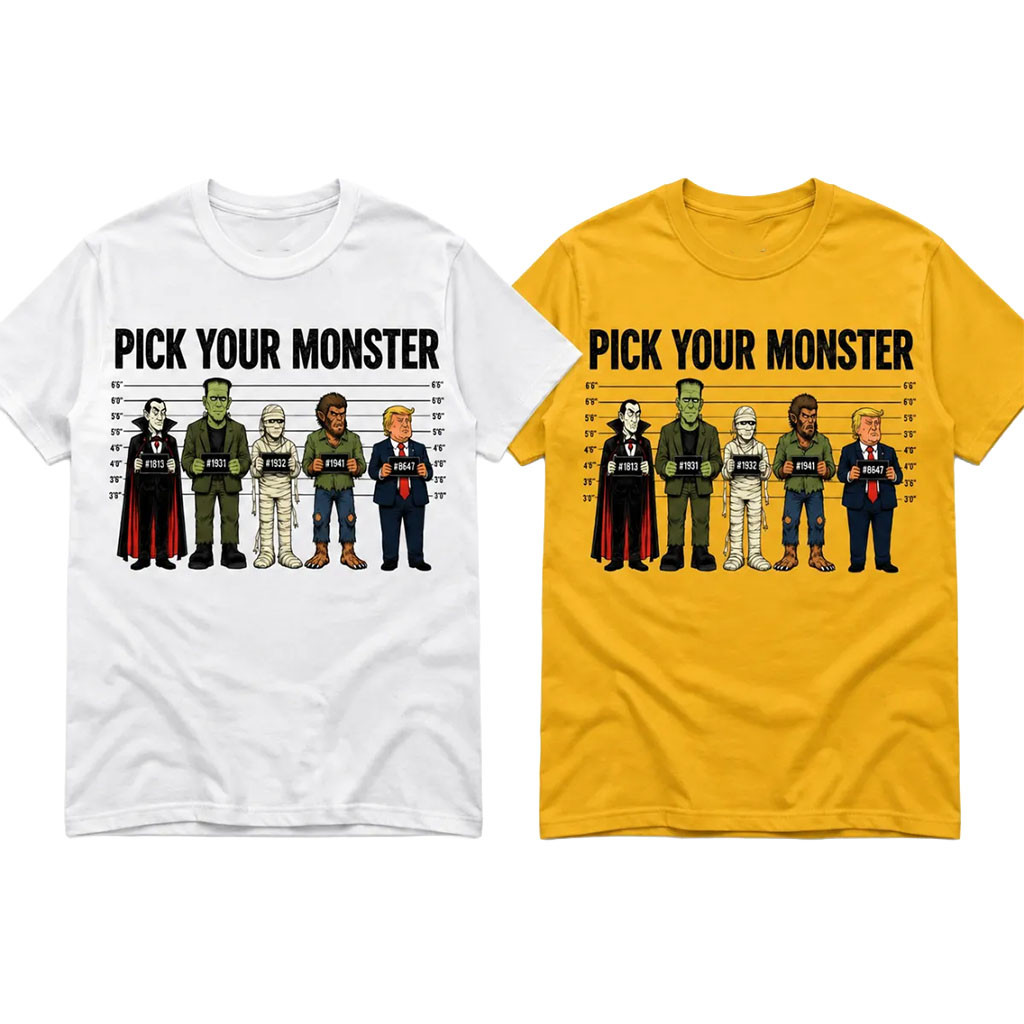Pick Your Monster Donald Trump Halloween Mugshot Lineup Funny Political T-Shirt Humorous Gifts - Kdjoy