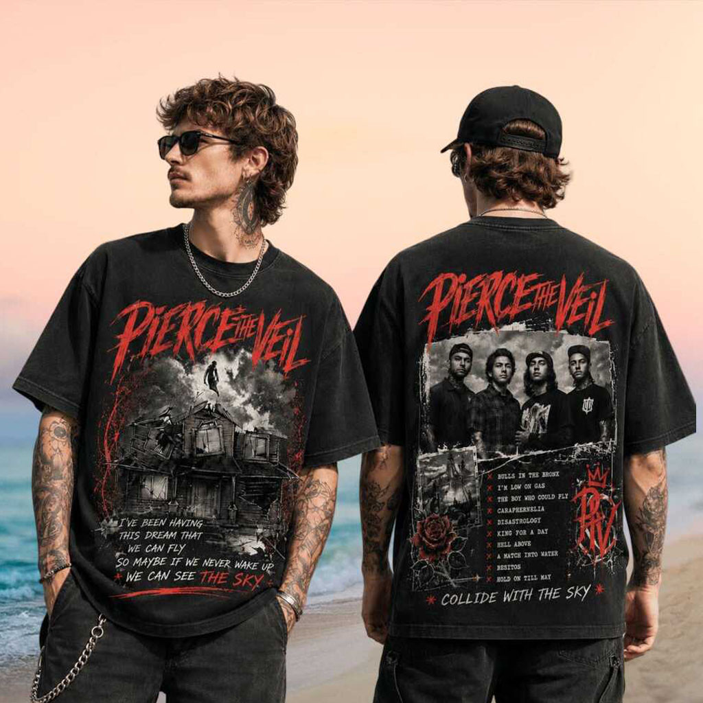 Pierce The Veil Collide With The Sky Emo Rock Band Shirt Pierce The Veil Merch Rock Fan Gifts - Kdjoy