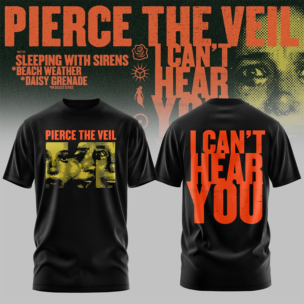 Pierce The Veil I Can't Hear You World Tour Australia 2026 Shirt Pierce The Veil Merch Black - Kdjoy Pierce The Veil I Can't Hear You World Tour Australia 2026 Shirt Pierce The Veil Merch Black - Kdjoy