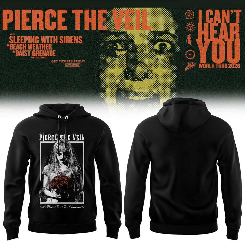 Pierce The Veil Merch I Can't Hear You World Tour 2026 Hoodie Gifts For Husband - Kdjoy Pierce The Veil Merch I Can't Hear You World Tour 2026 Hoodie Gifts For Husband - Kdjoy