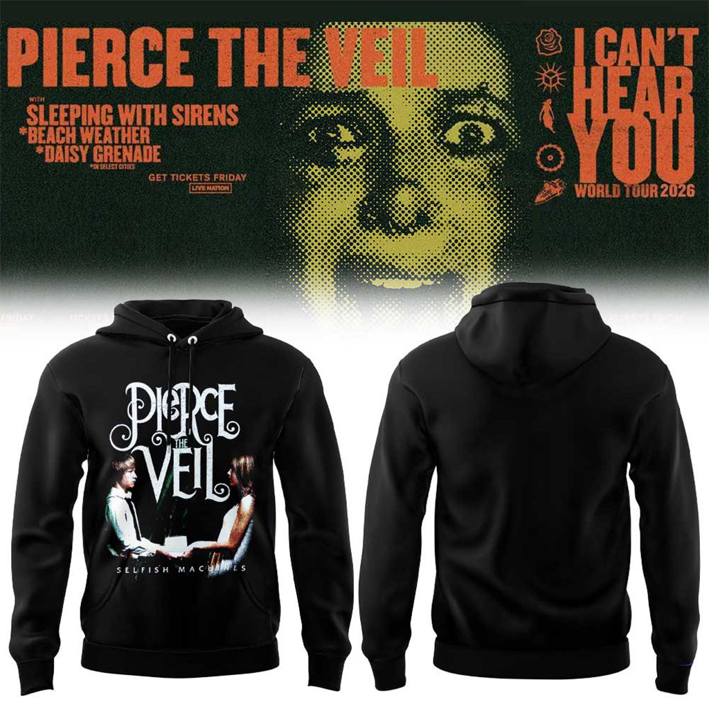 Pierce The Veil Merch I Can't Hear You World Tour Australia 2026 Hoodie Music Fan Clothes Black - Kdjoy Pierce The Veil Merch I Can't Hear You World Tour Australia 2026 Hoodie Music Fan Clothes Black - Kdjoy