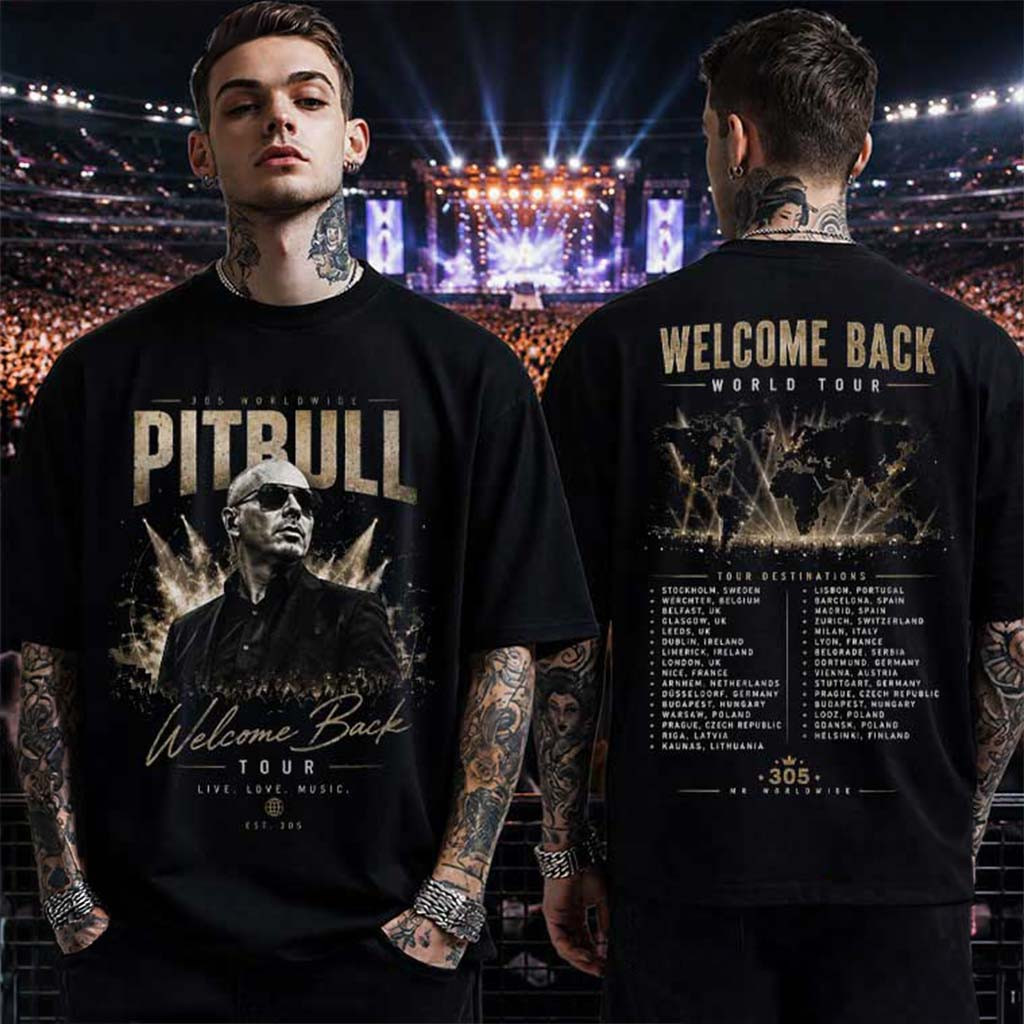 Pitbull Welcome Back World Tour 2026 T-Shirt Mr Worldwide Music Shirt Pitbull Merch Gifts - Kdjoy