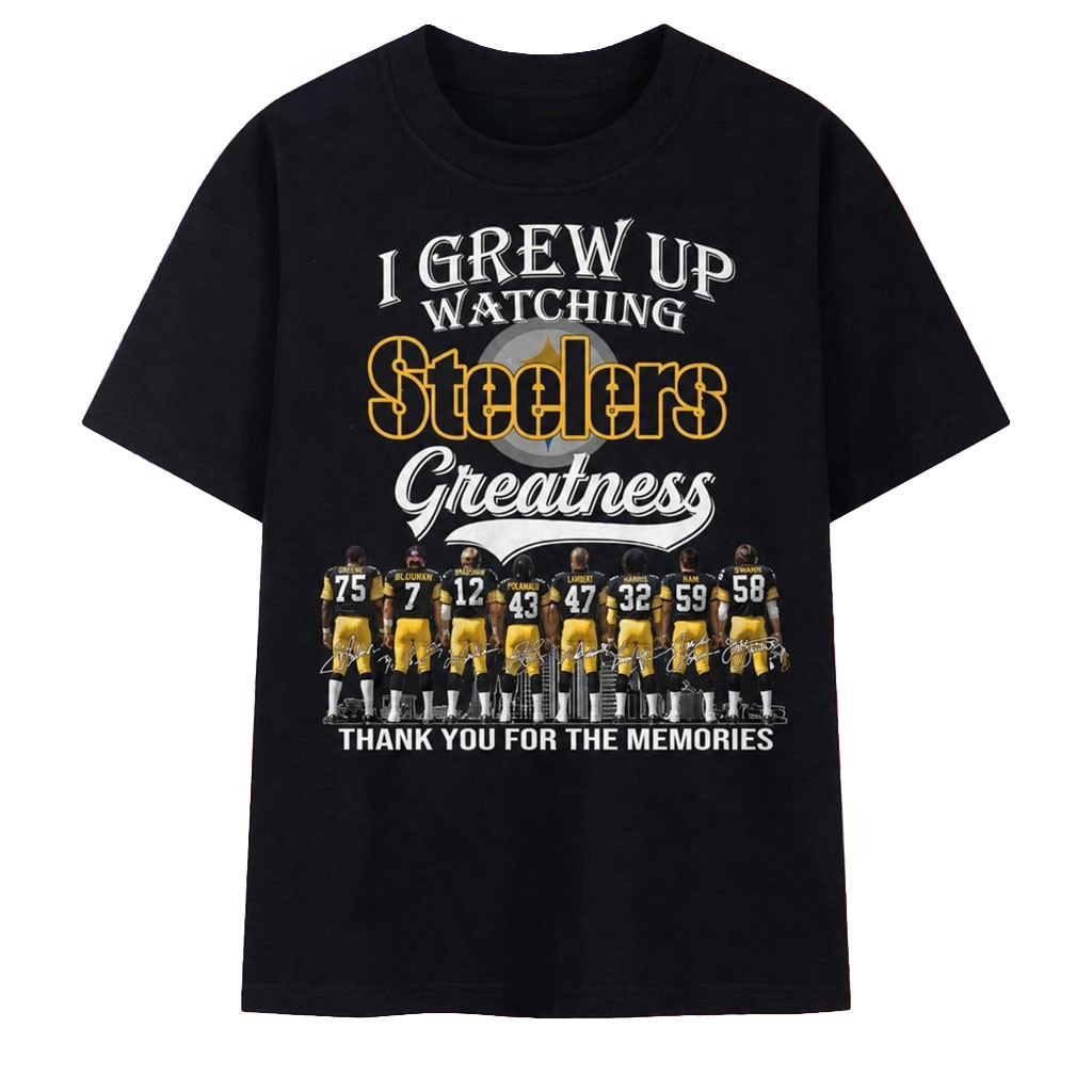 Pittsburgh Football Merch I Grew Up Watching Steelers Greatness Signatures T-Shirt Fan Apparel - Kdjoy