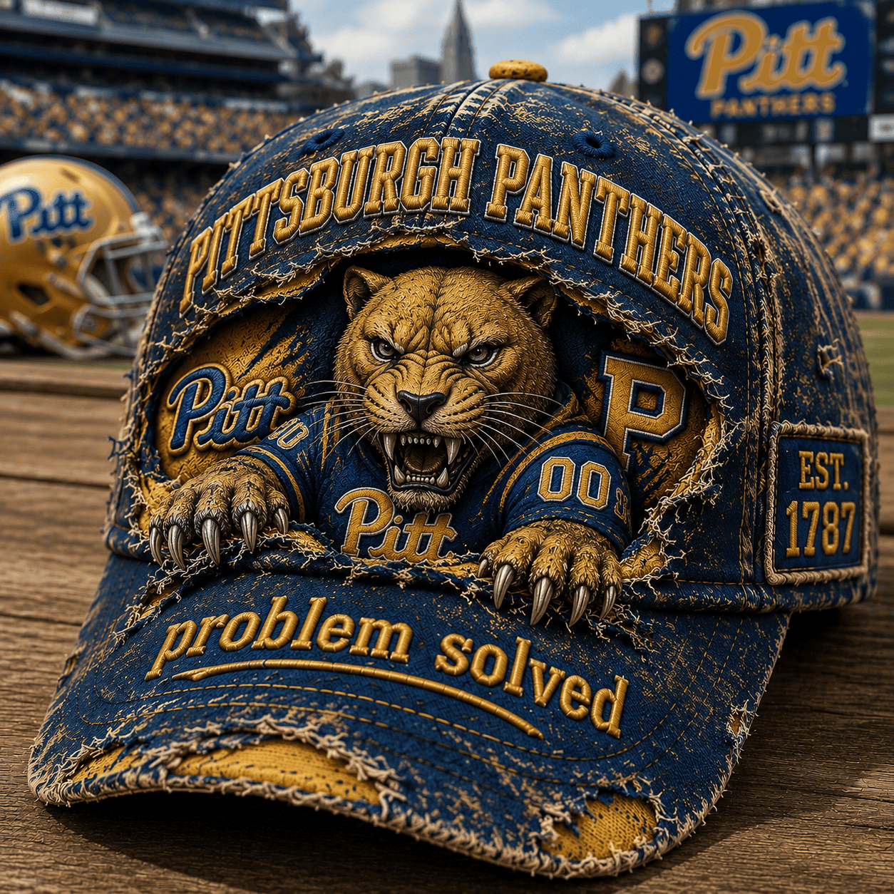 Pittsburgh Panthers Est 1787 Hat Problem Solve Cap Pittsburgh Panthers Merch Football Fan Gifts - Kdjoy Pittsburgh Panthers Est 1787 Hat Problem Solve Cap Pittsburgh Panthers Merch Football Fan Gifts - Kdjoy