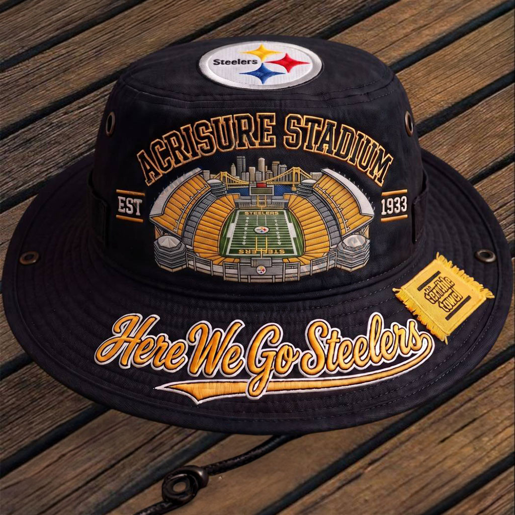 Pittsburgh Steelers Acrisure Stadium Here We Go Bucket Hat Pittsburgh Steelers Merch Fan Gifts - Kdjoy