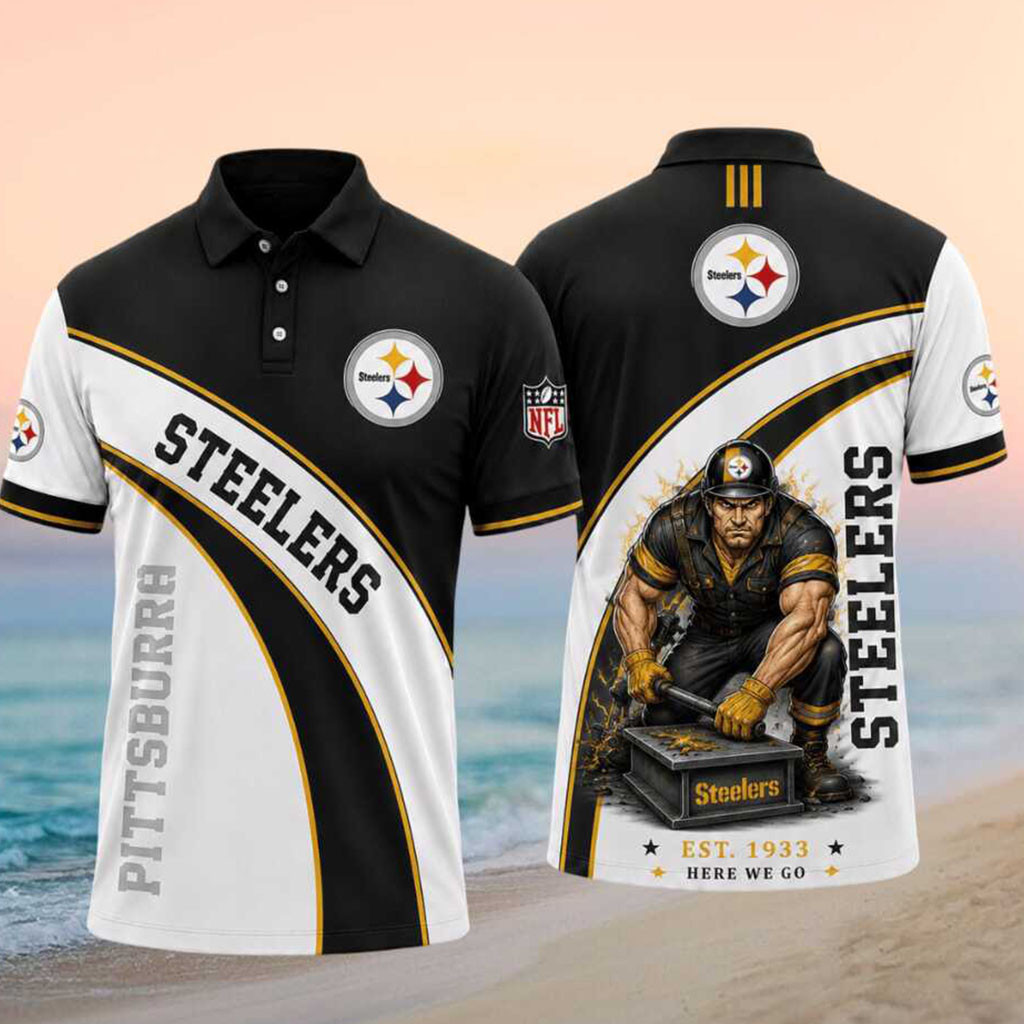 Pittsburgh Steelers Here We Go Est 1933 Football Worker Polo Shirt Steelers Merch Game Day Gift - Kdjoy
