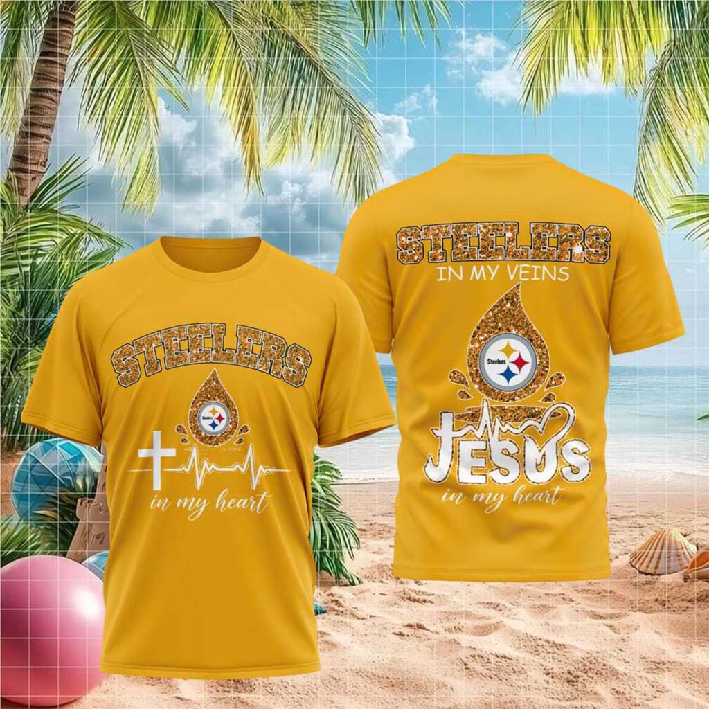 Pittsburgh Steelers Jesus In My Heart Faith Shirt Pittsburgh Steelers Merch Game Day Gifts - Kdjoy