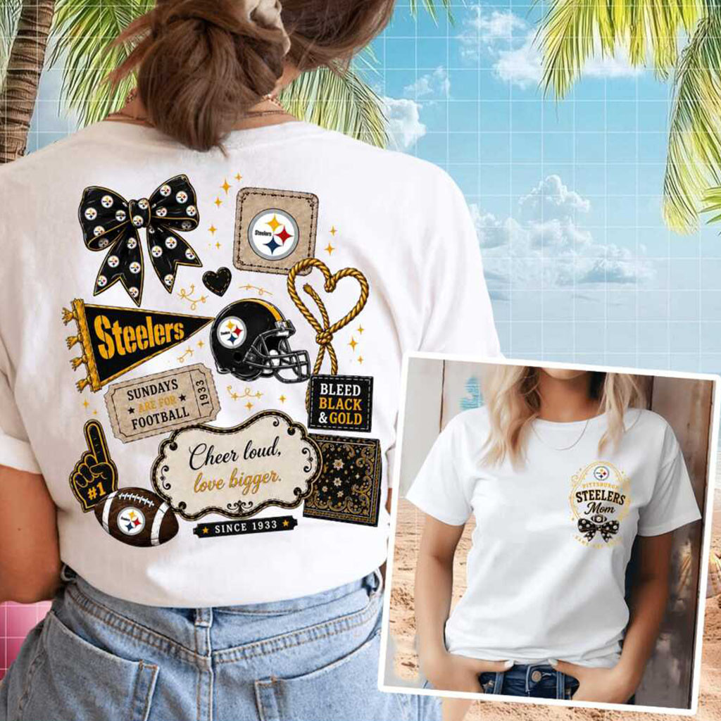 Pittsburgh Steelers Mom Coquette Bow Football Game Day Shirt Steelers Merch Football Fan Gifts - Kdjoy Pittsburgh Steelers Mom Coquette Bow Football Game Day Shirt Steelers Merch Football Fan Gifts - Kdjoy