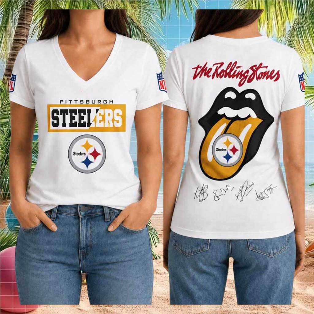 Pittsburgh Steelers Rolling Stones Tongue Logo V-Neck Shirt Pittsburgh Steelers Merch Fan Gifts - Kdjoy Pittsburgh Steelers Rolling Stones Tongue Logo V-Neck Shirt Pittsburgh Steelers Merch Fan Gifts - Kdjoy