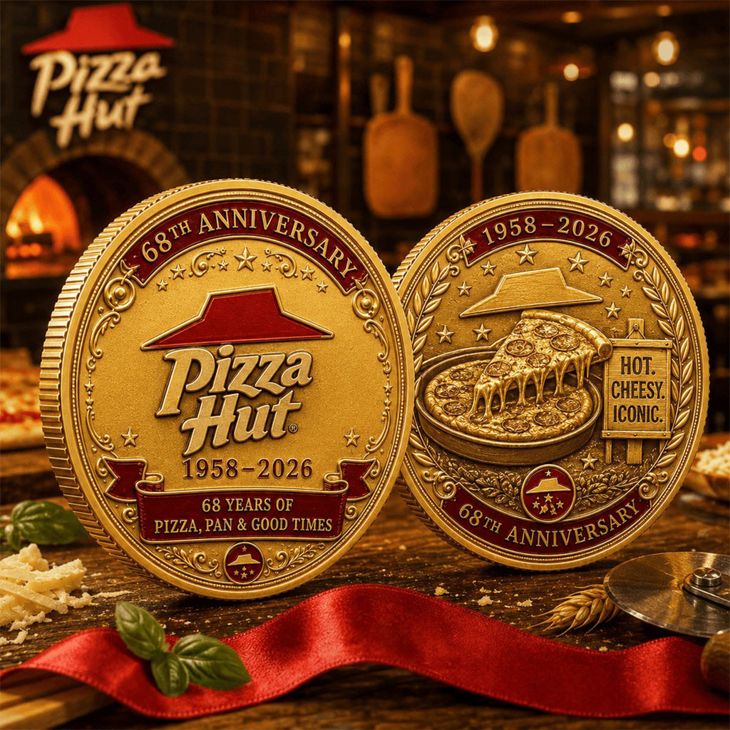 Pizza Hut 68th Anniversary Red Hat Commemorative Coin Hot Cheesy Iconic Coin Gift For Friends - Kdjoy