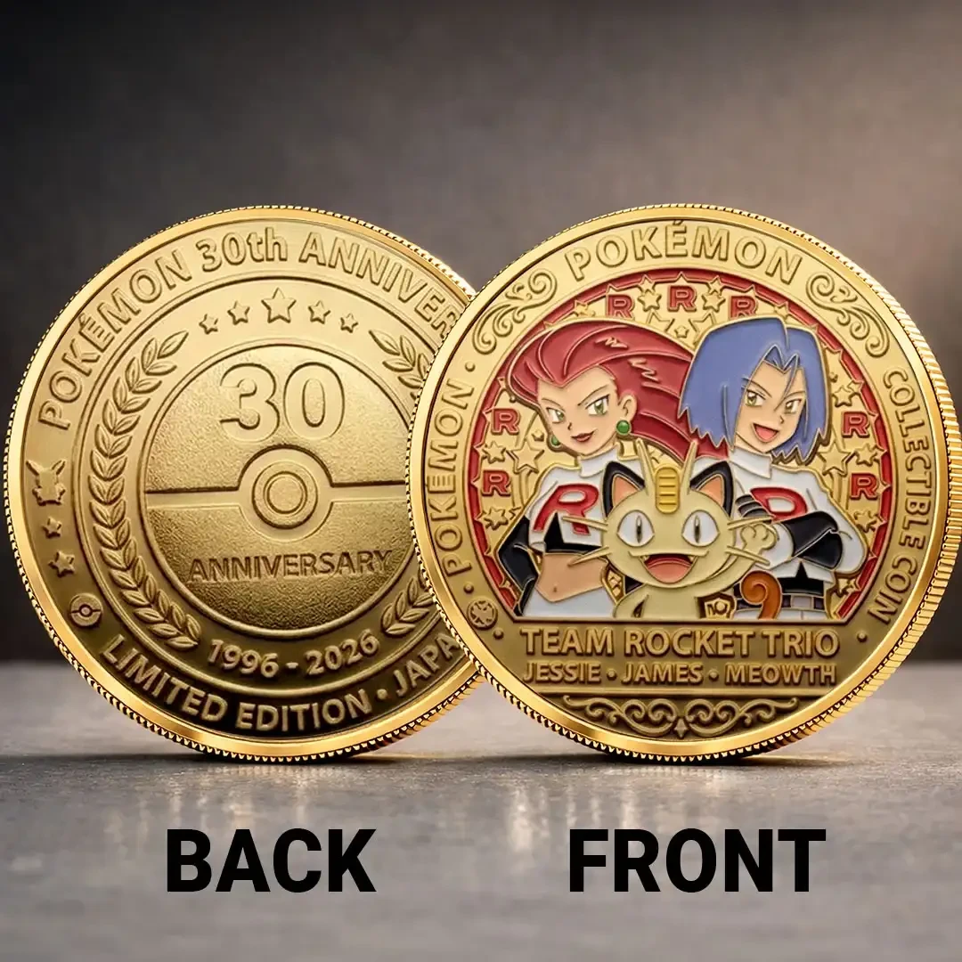 Pokemon 30th Anniversary Commemorative Coin Team Rocket Trio Coin Pokemon Merch Fan Gifts - Kdjoy