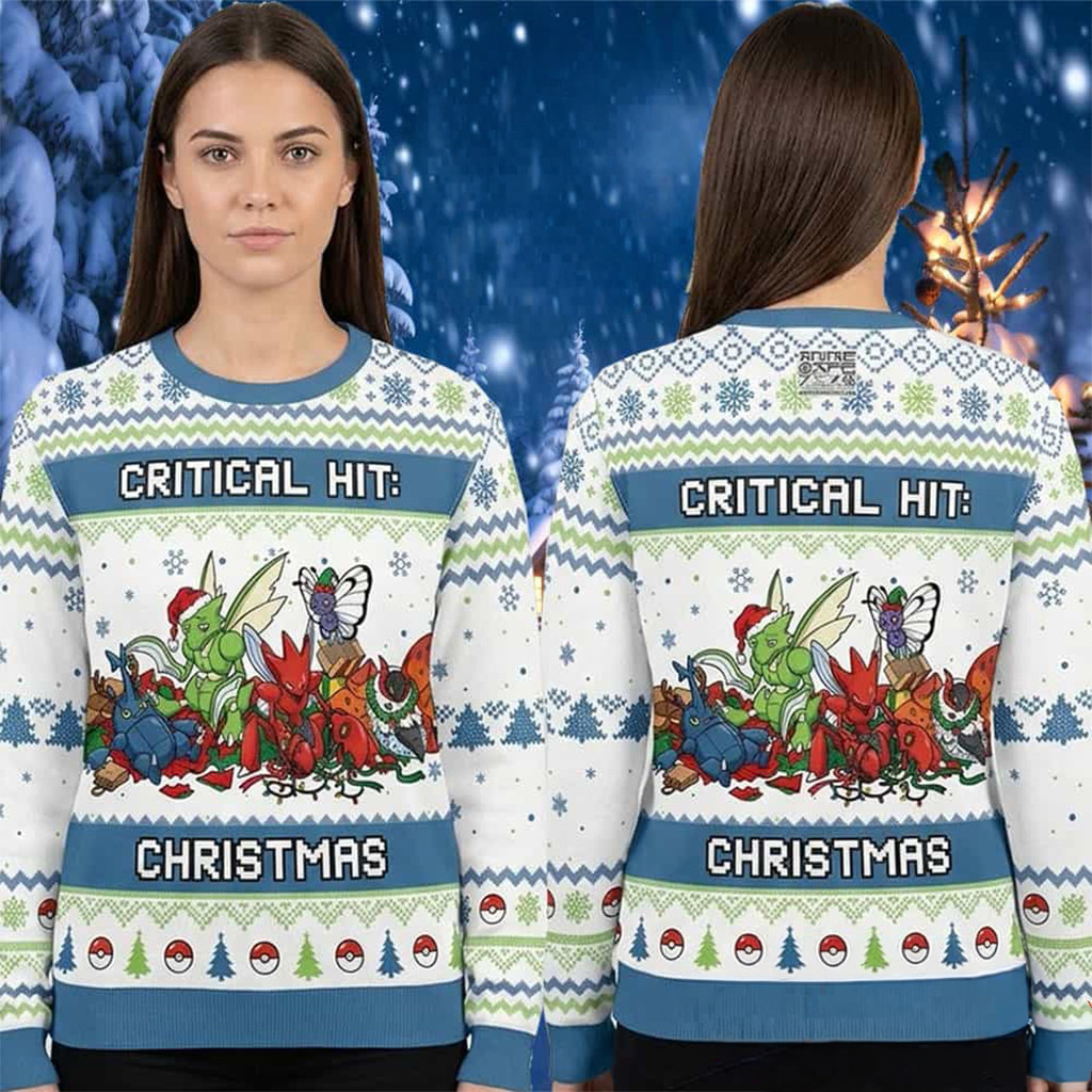 Pokemon Bug Type Critical Hit 2026 Pokemon Ugly Christmas Sweater Xmas Gift For Pokemon Lover - Kdjoy