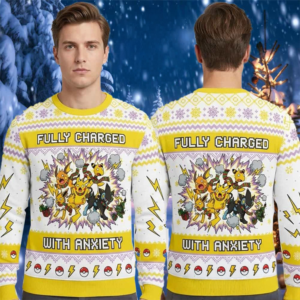 Pokemon Electric Type Anxiety Fully Charged 2026 Pokemon Ugly Christmas Sweater - Kdjoy Pokemon Electric Type Anxiety Fully Charged 2026 Pokemon Ugly Christmas Sweater - Kdjoy