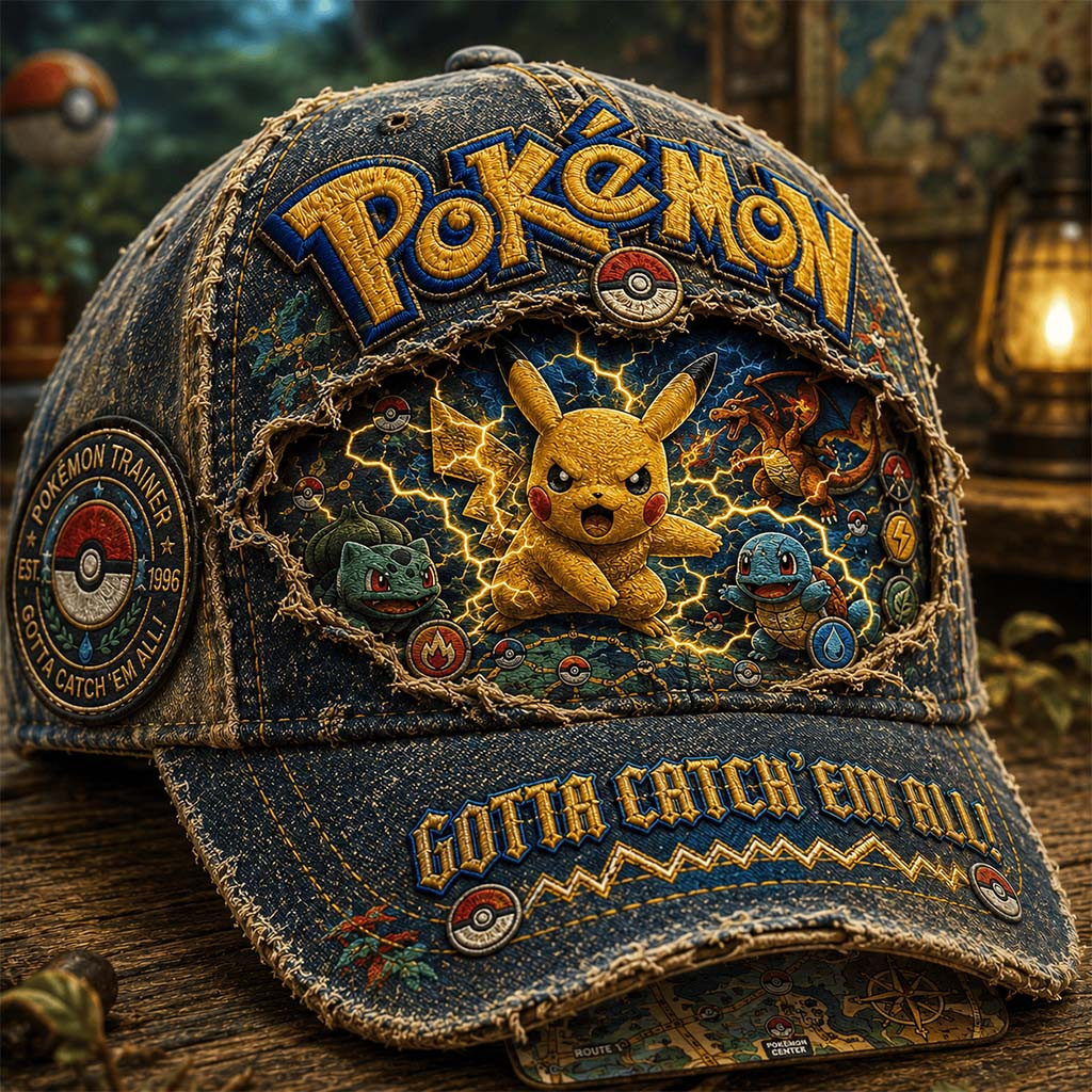Pokemon Gotta Catch' Em All Hat Pokemon Trainer Vintage Cap Birthday Gifts For Son - Kdjoy