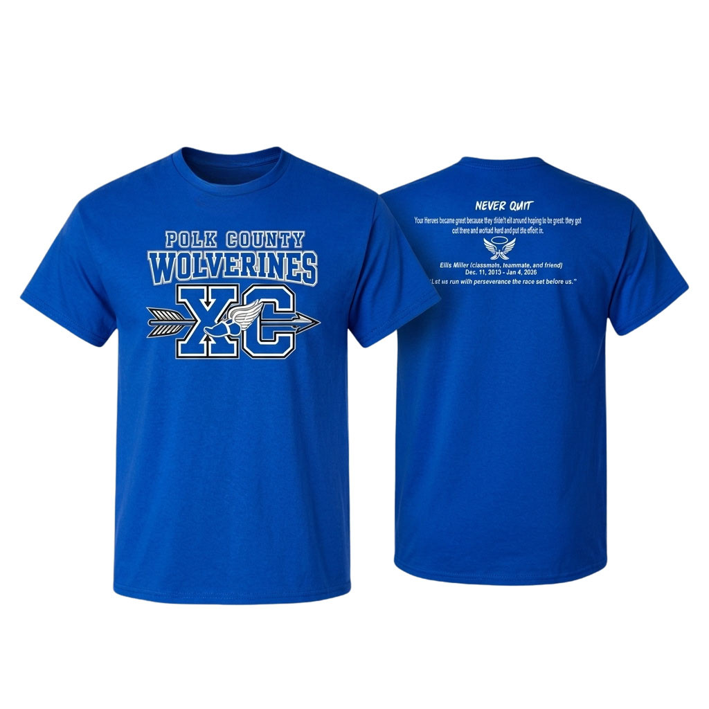 Polk County Wolverines XC Never Quit Shirt Birthday Gift Ideas For Him