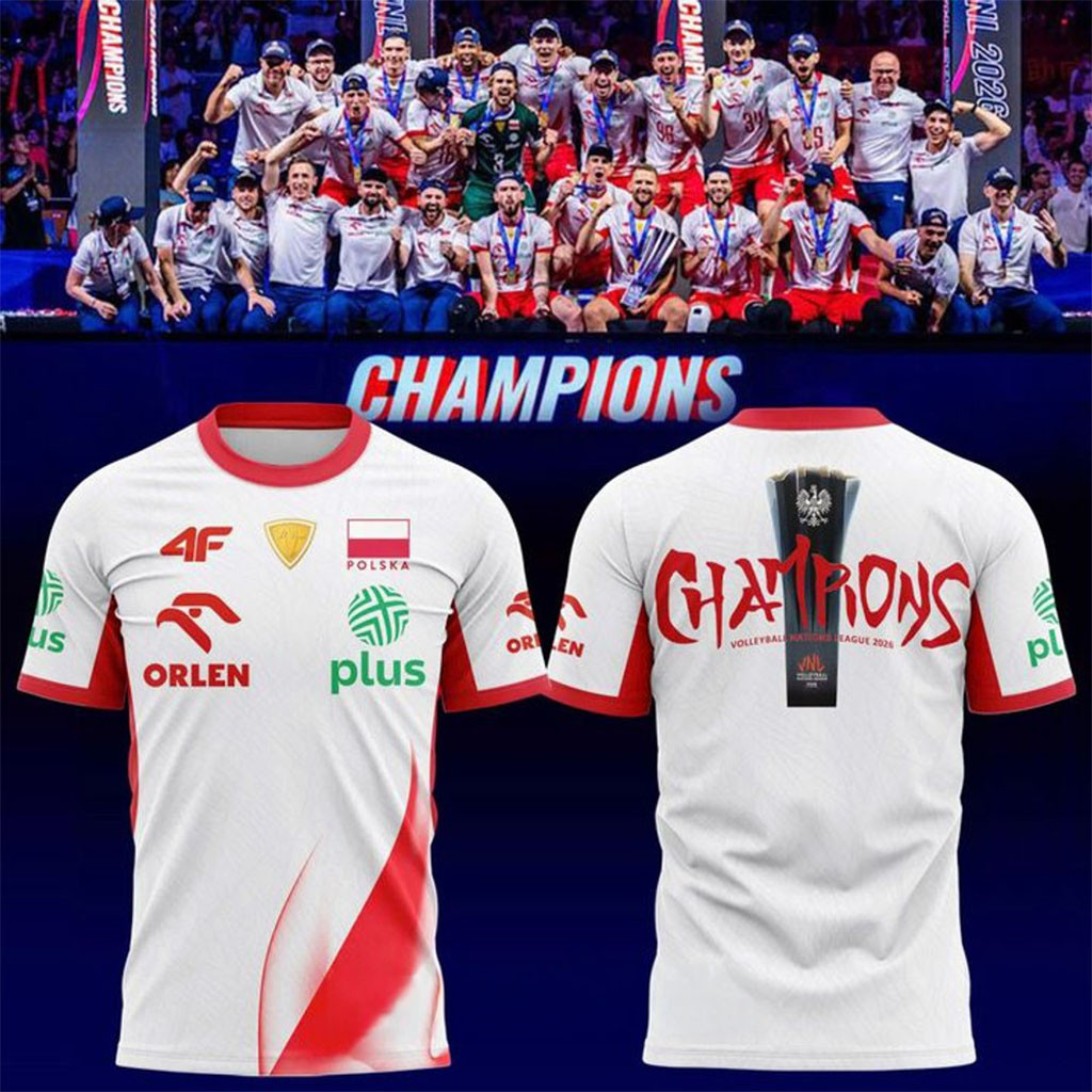 Polska Mistrzowie VNL 2026 Koszulka Meska Volleyball Nations League Champions Shirt Fan Merch - Kdjoy
