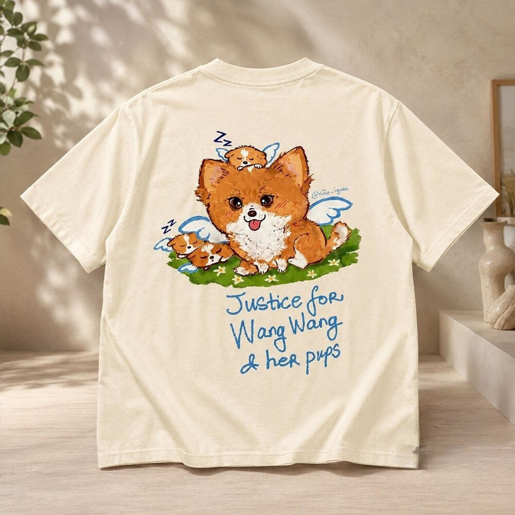 Pomeranian Dog Wang Wang Justice Memorial with Pups T-Shirt Memorial Shirt Dog Lovers Gifts