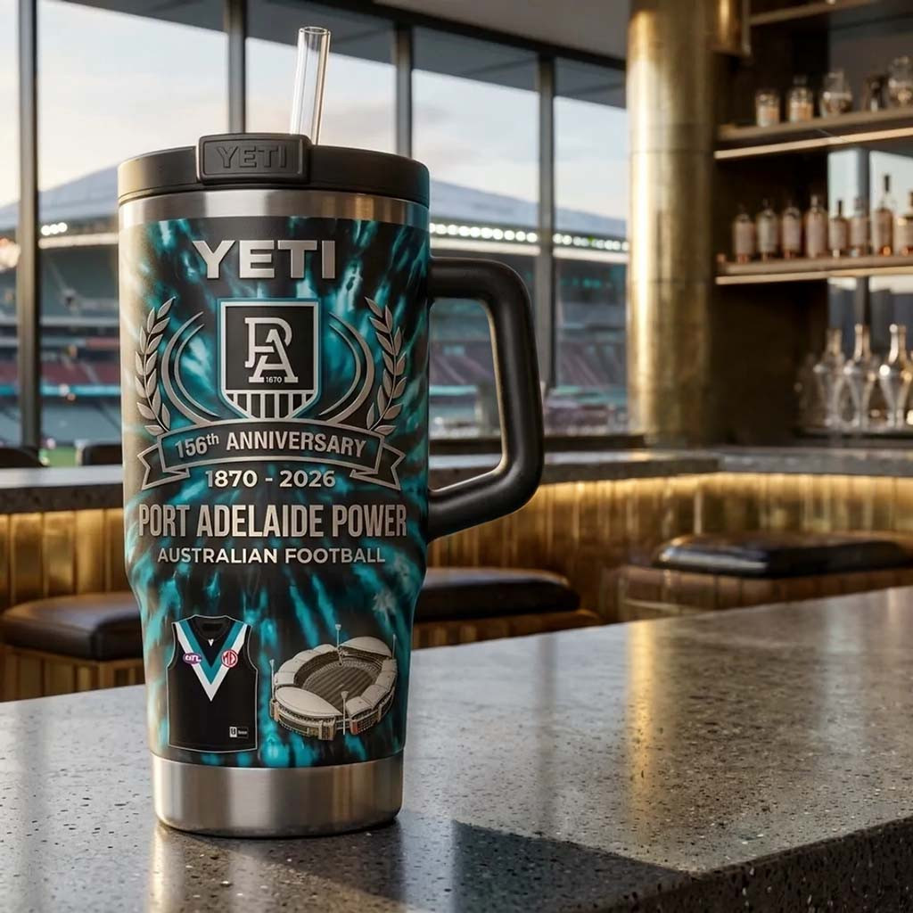 Port Adelaide Power 156th Anniversary Tie-Dye Stanley Tumbler Port Adelaide Power Merch Gifts - Kdjoy
