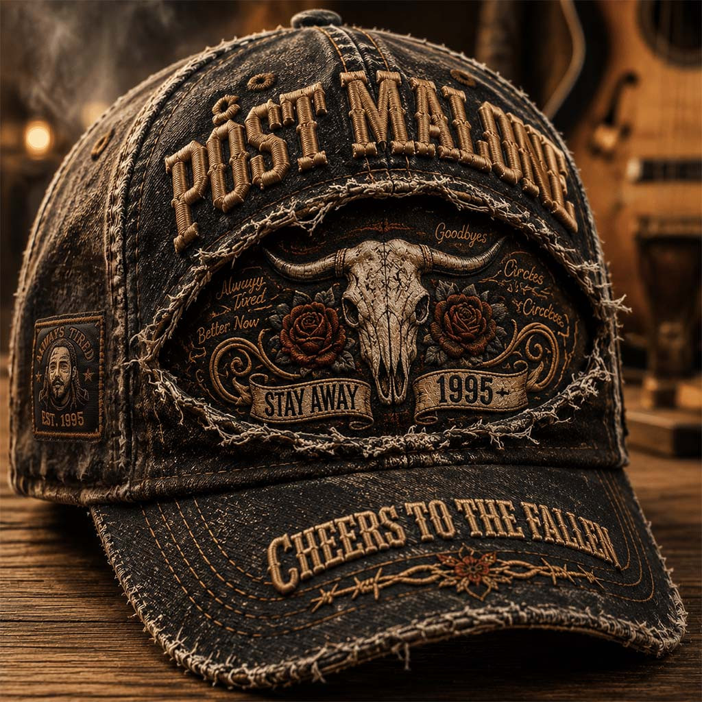Post Malone Cheers To The Fallen Hat Stay Away Vintage Cap Post Malone Merch Music Fan Gifts - Kdjoy