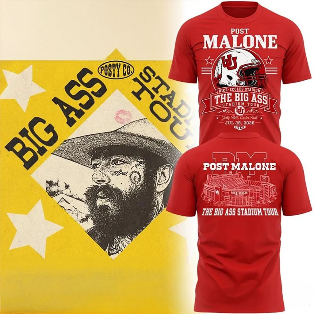 Post Malone X Utah Utes Rice Eccles Stadium The Big Ass Stadium Tour 2026 T-Shirt Fan Merch - Kdjoy