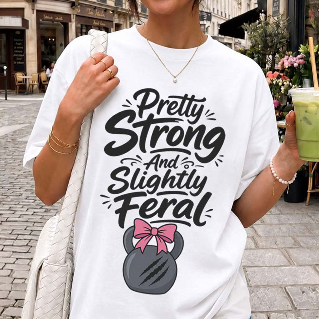 Pretty Strong And Slightly Feral T-Shirt Coquette Gym Girl Shirt Cool Gift For Sisters - Kdjoy