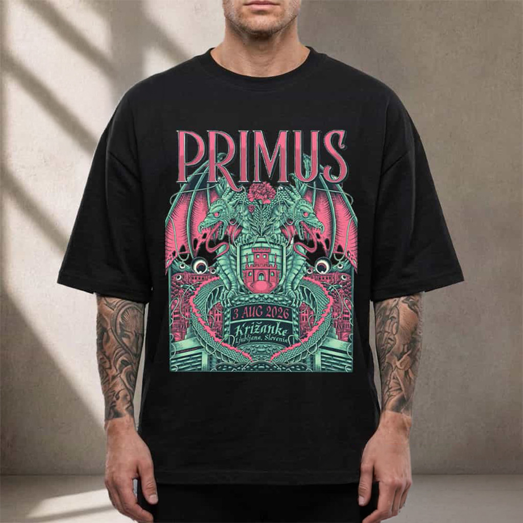 Primus Band Ljubljana Slovenia 2026 Event Poster T-Shirt Primus Merch Aesthetic Gifts For Fans - Kdjoy