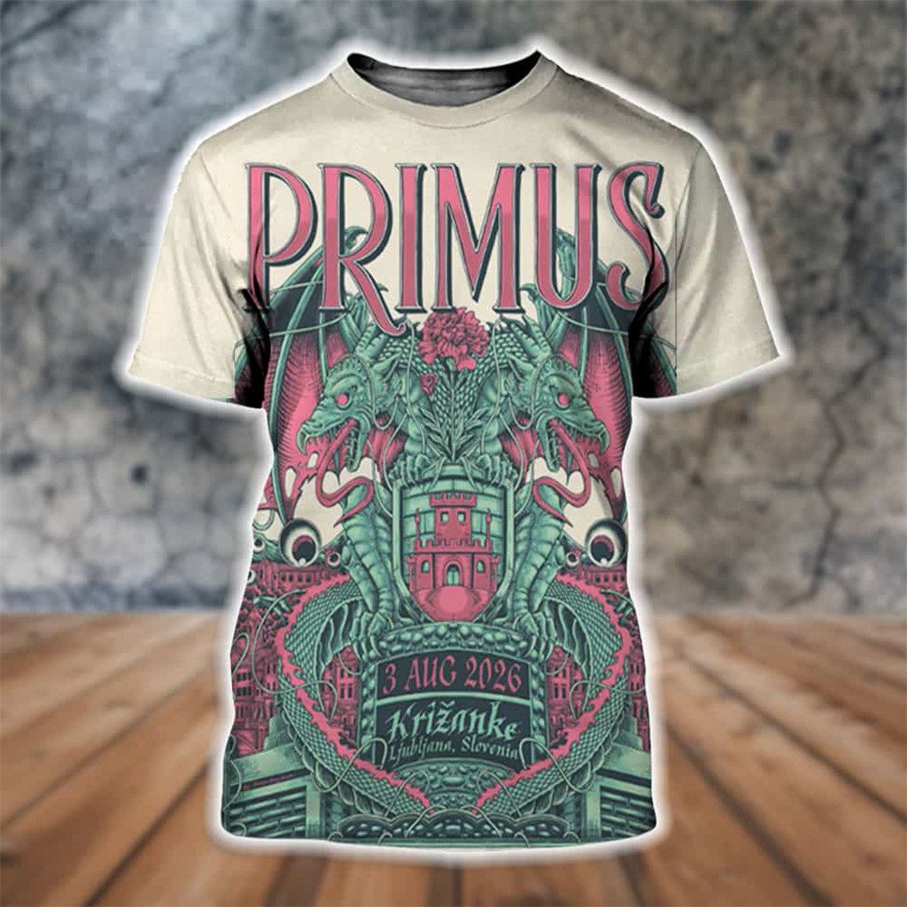 Primus Band Ljubljana Slovenia 2026 Event Poster T-Shirt Primus Merch Gift Ideas For Men - Kdjoy