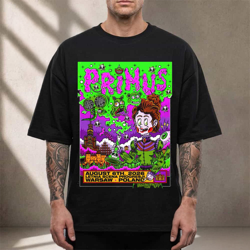 Primus Band Warsaw Poland 2026 Event Poster T-Shirt Primus Band Merch Gift For Music Lovers - Kdjoy