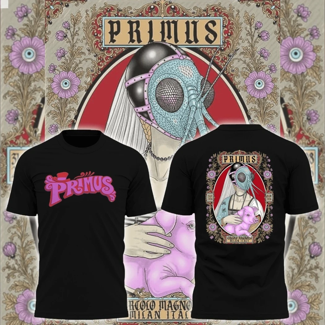 Primus Merch Milan Italy Circolo Magnolia 2026 Concert T-Shirt Vintage Rock Band Tour Black Tee - Kdjoy