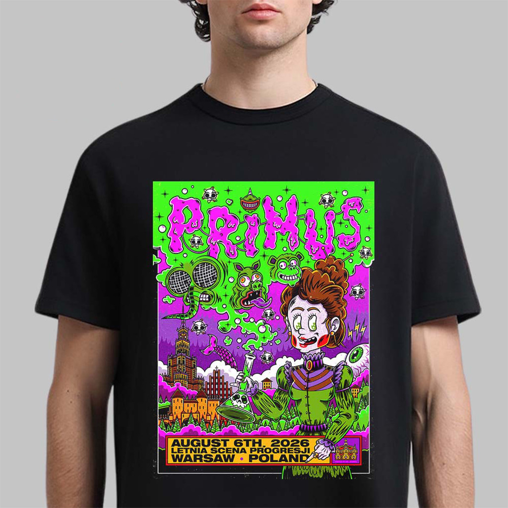 Primus Warsaw Poland 2026 Gig Poster T-Shirt Primus Band Merch Present For Rock Fans - Kdjoy Primus Warsaw Poland 2026 Gig Poster T-Shirt Primus Band Merch Present For Rock Fans - Kdjoy