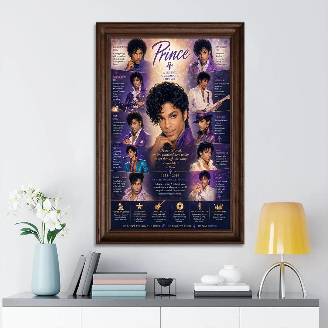 Prince A Legend A Visionary Forever Poster Wall Art Decor Prince Merch Gift For Music Fans - Kdjoy
