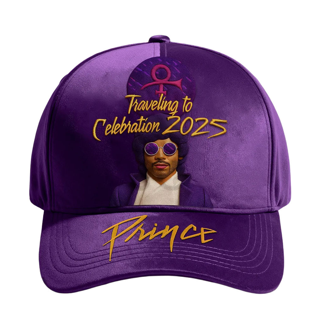 Prince Traveling to Celebration Purple Baseball Cap Prince Merch Cool Gifts For Music Lovers - Kdjoy