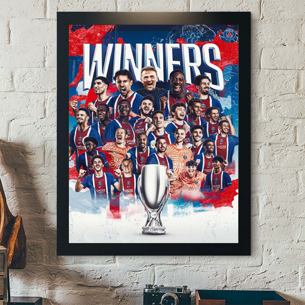 PSG Paris Saint-Germain 2026 UEFA SuperCup Champions Poster Paris Saint-Germain FC Merch - Kdjoy