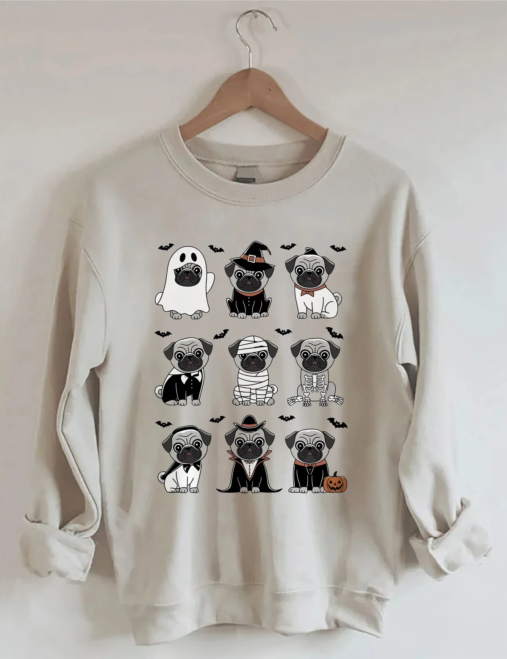 Pug Halloween Sweatshirt Cute Pugs Dogs Halloween Merch Birthday Gift Ideas For Her - Kdjoy Pug Halloween Sweatshirt Cute Pugs Dogs Halloween Merch Birthday Gift Ideas For Her - Kdjoy