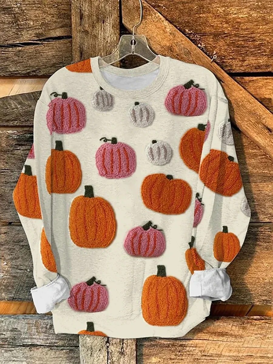Pumpkin Pattern Spooky Sweatshirt Autumn Halloween Merch Best Halloween Gifts - Kdjoy