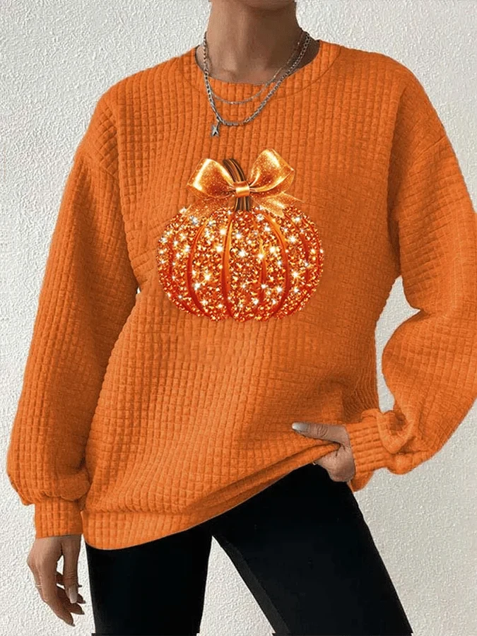 Pumpkin Sequins Sweatshirt Target Halloween Clothing Gift For Trendy Women - Kdjoy