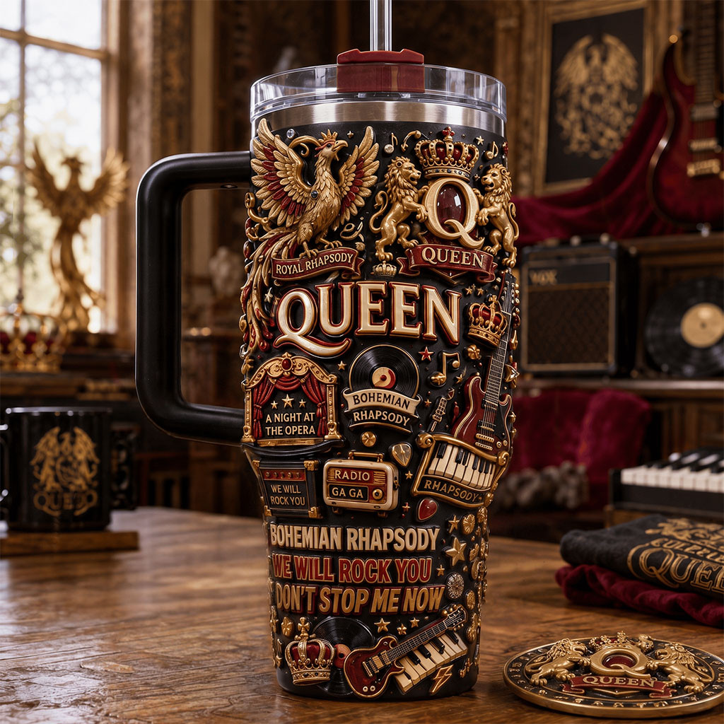 Queen Merch Bohemian Rhapsody We Will Rock You Don't Stop Me Now Tumbler Rock Fan Gifts