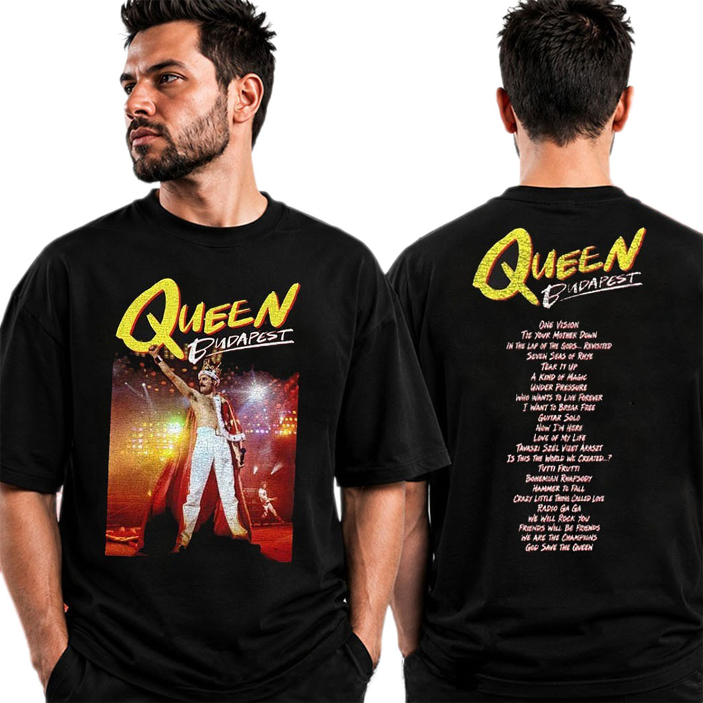 Queen Merch Budapest 40th Anniversary Tracklist T-Shirt Gift For Rock Fans - Kdjoy
