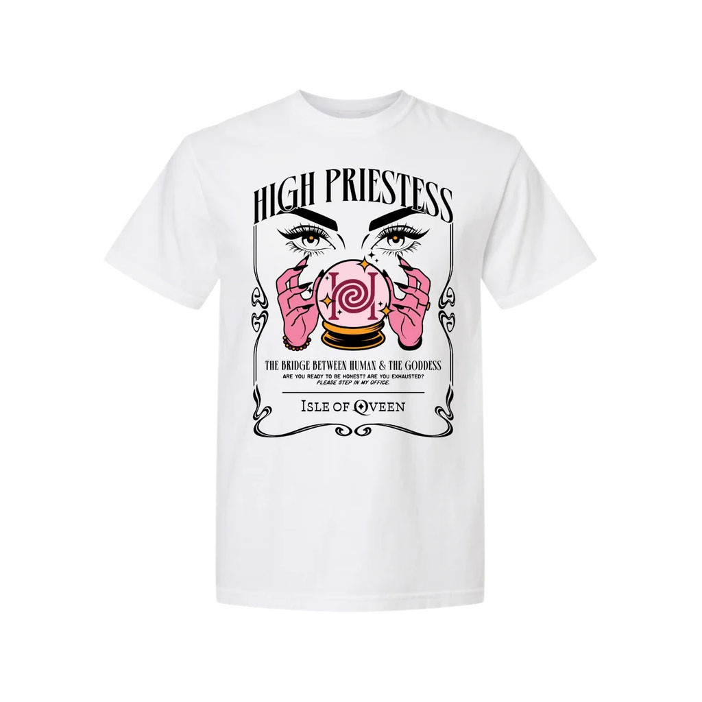 Qveen Herby Merch 2026 High Priestess T-Shirt White Isle Of Qveen Shirt Gift For Rapper Fans - Kdjoy