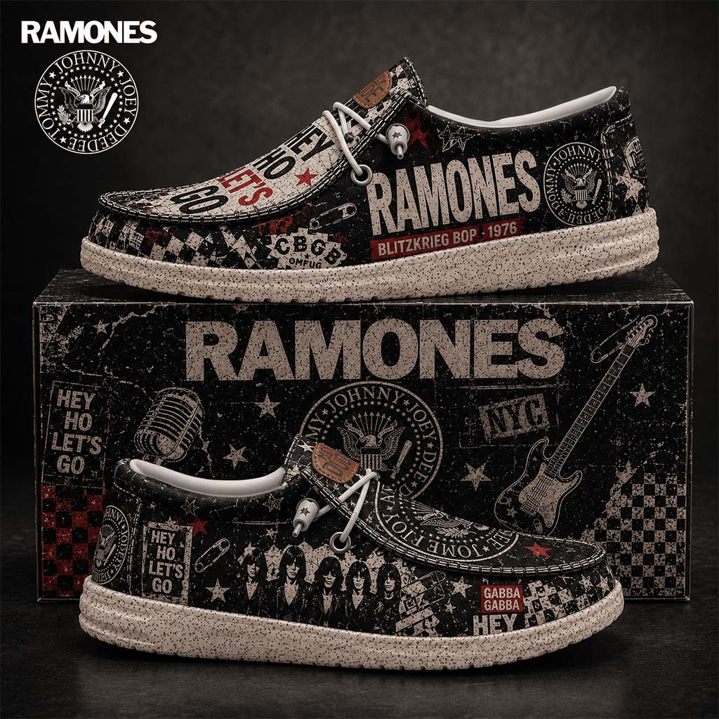 Ramones Blitzkrieg Bop Shoes Hey Ho Let's Go Loafers Ramones Merch Gift For Band Fans - Kdjoy