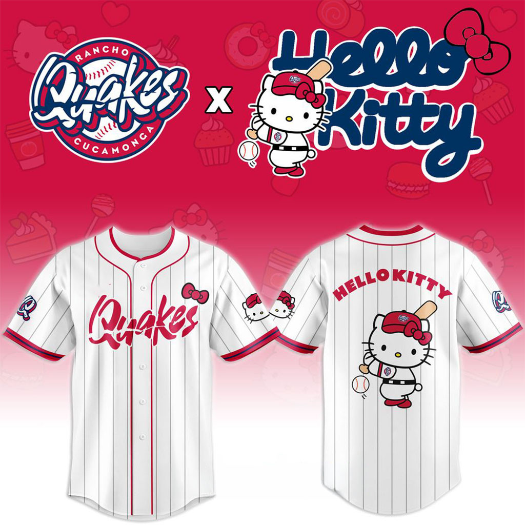 Rancho Cucamonga Quakes X Hello Kitty Night 2026 Baseball Jersey Quakes Merch Fan Gifts - Kdjoy