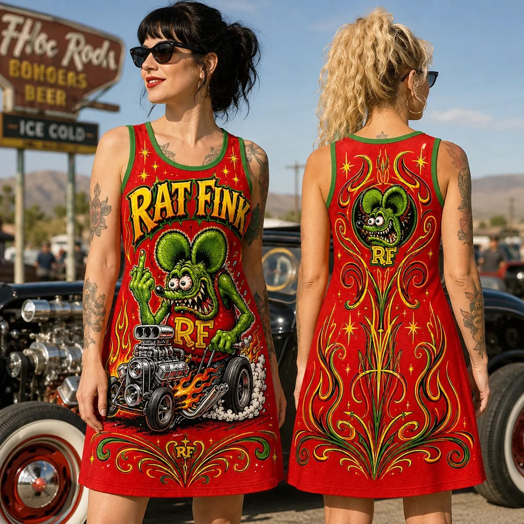 Rat Fink Hot Rod Tank Dress Rat Fink Merch Birthday Gift For Girlfriend - Kdjoy