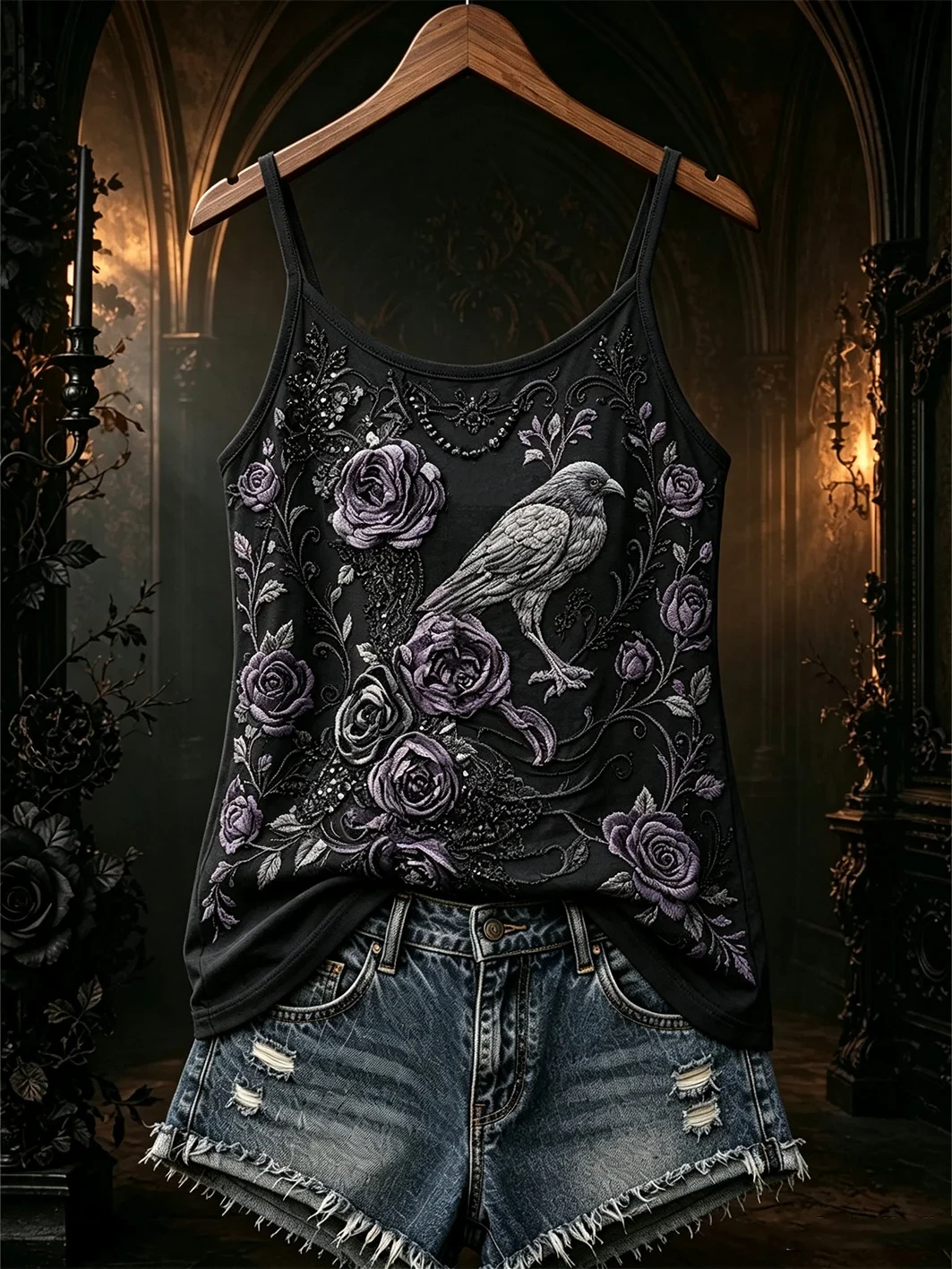 Raven And Roses Tank Top Gothic Floral Merch Present For Halloween Lovers - Kdjoy Raven And Roses Tank Top Gothic Floral Merch Present For Halloween Lovers - Kdjoy
